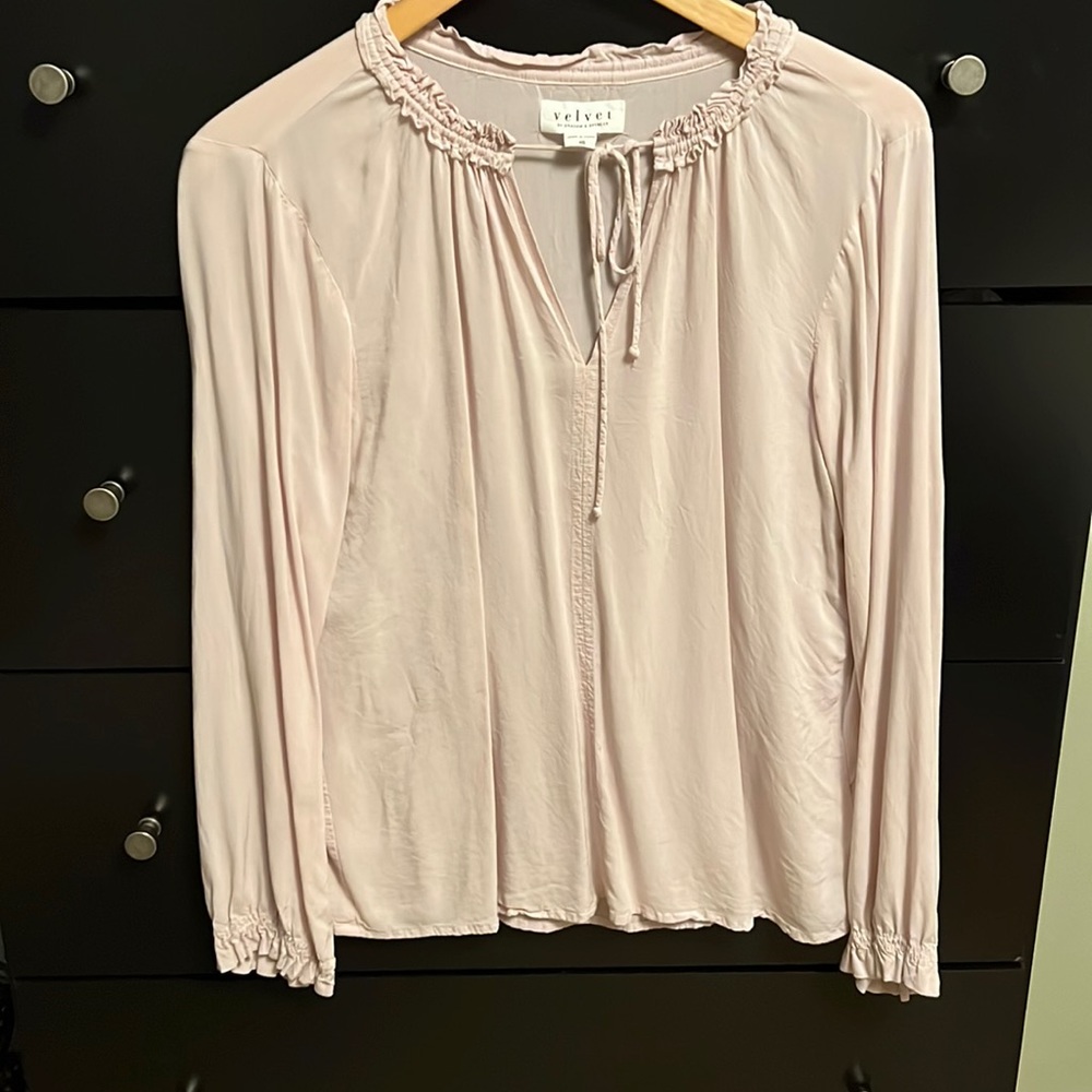Nordstrom light pink long sleeve blouse.